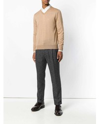 Мужской светло-коричневый свитер с v-образным вырезом от Canali