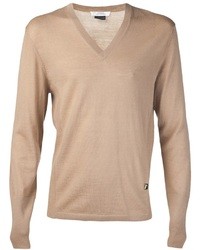 Мужской светло-коричневый свитер с v-образным вырезом от Versace