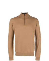 Мужской светло-коричневый свитер с воротником на молнии от Corneliani