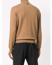 Мужской светло-коричневый свитер с воротником на молнии от Corneliani