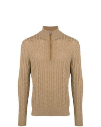 Мужской светло-коричневый свитер с воротником на молнии от Loro Piana