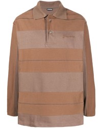 Мужской светло-коричневый свитер с воротником поло в горизонтальную полоску от Jacquemus