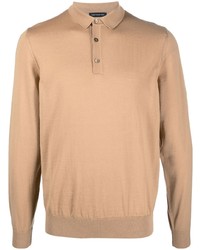Мужской светло-коричневый свитер с воротником поло от BOSS