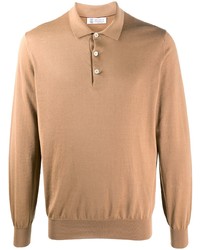 Мужской светло-коричневый свитер с воротником поло от Brunello Cucinelli
