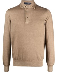 Мужской светло-коричневый свитер с воротником поло от Lardini
