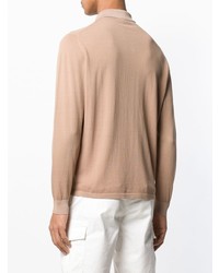 Мужской светло-коричневый свитер с воротником поло от Eleventy