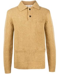 Мужской светло-коричневый свитер с воротником поло от Marni