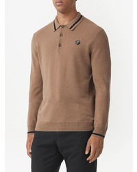 Мужской светло-коричневый свитер с воротником поло от Burberry