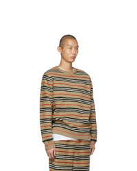 Мужской светло-коричневый свитер с круглым вырезом в горизонтальную полоску от Burberry