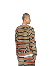 Мужской светло-коричневый свитер с круглым вырезом в горизонтальную полоску от Burberry