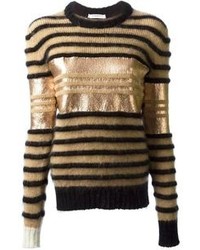 Женский светло-коричневый свитер с круглым вырезом в горизонтальную полоску от Givenchy