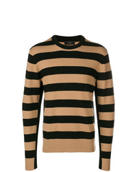 Мужской светло-коричневый свитер с круглым вырезом в горизонтальную полоску от Joseph
