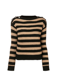 Женский светло-коричневый свитер с круглым вырезом в горизонтальную полоску от Max Mara