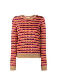 Женский светло-коричневый свитер с круглым вырезом в горизонтальную полоску от Twin-Set