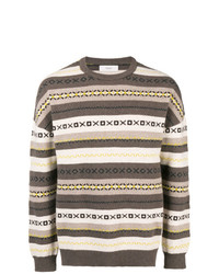 Мужской светло-коричневый свитер с круглым вырезом с жаккардовым узором от Pringle Of Scotland