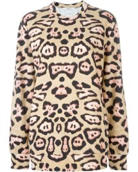 Женский светло-коричневый свитер с круглым вырезом с леопардовым принтом от Givenchy