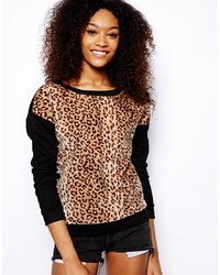 Женский светло-коричневый свитер с круглым вырезом с леопардовым принтом от Glamorous