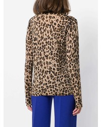 Женский светло-коричневый свитер с круглым вырезом с леопардовым принтом от P.A.R.O.S.H.