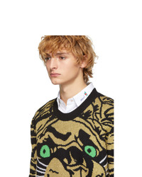 Мужской светло-коричневый свитер с круглым вырезом с принтом от Gucci