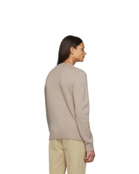Мужской светло-коричневый свитер с круглым вырезом с принтом от Fendi