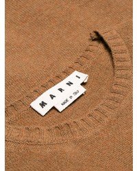 Мужской светло-коричневый свитер с круглым вырезом с принтом от Marni