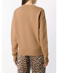 Женский светло-коричневый свитер с круглым вырезом с принтом от P.A.R.O.S.H.