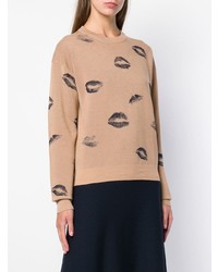 Женский светло-коричневый свитер с круглым вырезом с принтом от Sonia Rykiel
