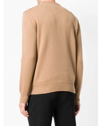 Мужской светло-коричневый свитер с круглым вырезом с принтом от Moncler