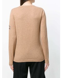 Женский светло-коричневый свитер с круглым вырезом с принтом от Bella Freud