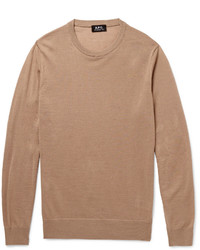 Мужской светло-коричневый свитер с круглым вырезом от A.P.C.