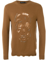 Мужской светло-коричневый свитер с круглым вырезом от Alexander McQueen