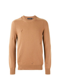 Мужской светло-коричневый свитер с круглым вырезом от Alexander McQueen