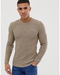 Мужской светло-коричневый свитер с круглым вырезом от ASOS DESIGN