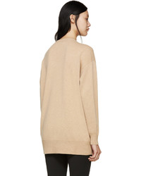 Женский светло-коричневый свитер с круглым вырезом от Jil Sander