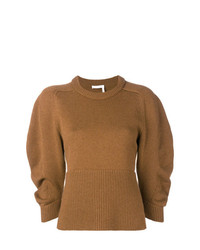 Женский светло-коричневый свитер с круглым вырезом от Chloé