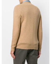Мужской светло-коричневый свитер с круглым вырезом от Roberto Collina