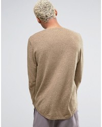 Мужской светло-коричневый свитер с круглым вырезом от Asos