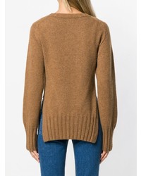 Женский светло-коричневый свитер с круглым вырезом от Khaite