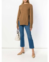 Женский светло-коричневый свитер с круглым вырезом от Khaite