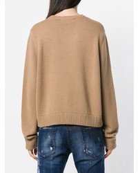 Женский светло-коричневый свитер с круглым вырезом от Dsquared2