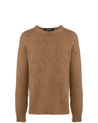 Мужской светло-коричневый свитер с круглым вырезом от DSQUARED2