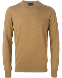 Мужской светло-коричневый свитер с круглым вырезом от Emporio Armani