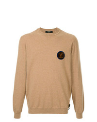 Мужской светло-коричневый свитер с круглым вырезом от Fendi