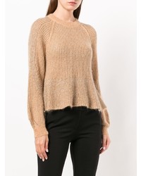 Женский светло-коричневый свитер с круглым вырезом от Twin-Set