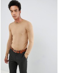 Мужской светло-коричневый свитер с круглым вырезом от Gianni Feraud