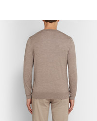 Мужской светло-коричневый свитер с круглым вырезом