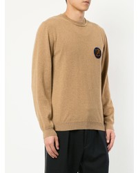 Мужской светло-коричневый свитер с круглым вырезом от Fendi
