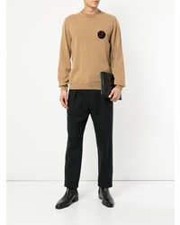 Мужской светло-коричневый свитер с круглым вырезом от Fendi