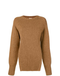 Женский светло-коричневый свитер с круглым вырезом от Khaite
