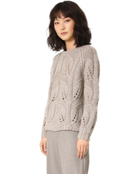 Женский светло-коричневый свитер с круглым вырезом от Lela Rose